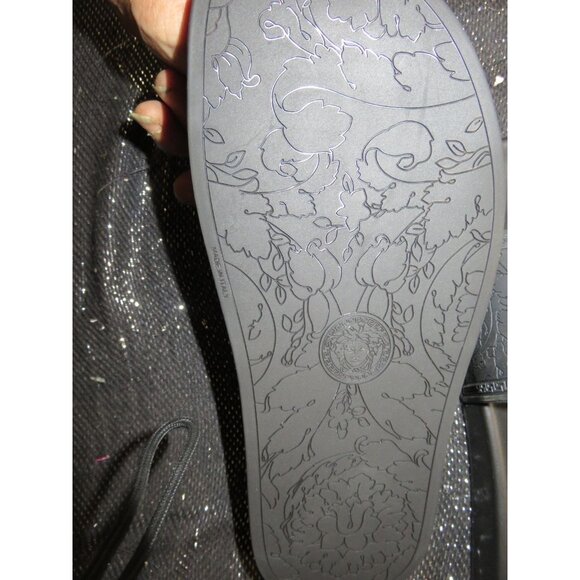 Versace Black with Gold Medusa Palazzo Slides Sandals sz 37 BRAND NEW WITH TAGS - Picture 9 of 15